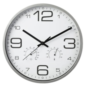 Ceas decorativ de perete cu termometru și higrometru, design modern, mecanism quartz