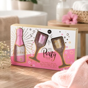Children's bath gift set, LET'S CELEBRATE, Accentra, shower gel and 2 champagne-style glasses