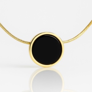 Colier elegant cu pandantiv cerc negru – Oțel chirurgical placat cu aur 14K, Ecarla NST2223