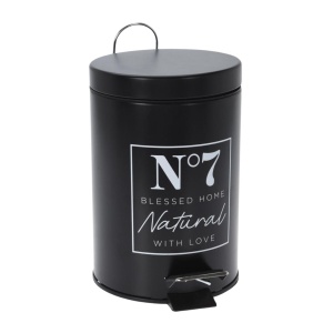 Coș de gunoi N°7, cu pedală, capacitate 3l, culoarea negru, 17x24.5 cm