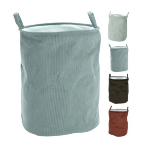 Coș de rufe pliabil, textil, rotund, 38x38x50 cm, culoare kaki