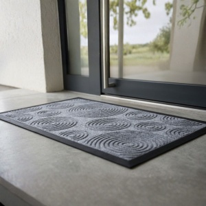 Covor de intrare cauciuc 40x70 cm, gri, model cerculețe