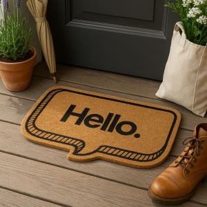 Covor Intrare din Fibră de Cocos – 75x41 cm – Mesaj „Hello.”