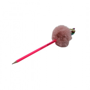 Creion figurină Unicorn alb puf roz 26cm
