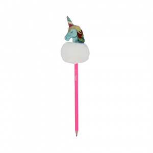 Creion figurină Unicorn albastru puf alb 26cm - Img 3