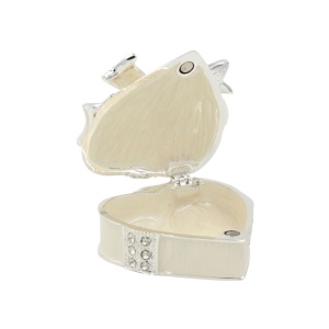 Cutie Bijuterii 5x5 cm în Formă de Cadou cu Fundă Elegantă și Stras AZAY – Casetă Bijuterii Premium, Cutie Inel, Cadou Femei cu Ambalaj