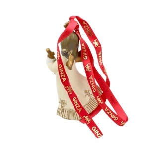 Decorațiune Regatul de Crăciun, Royal, model îngeraș cântând la mandolină, alb, 9 cm