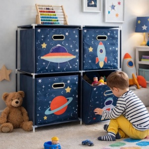 Dulap modular 2 rafturi și 4 cutii depozitare Space