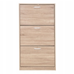 Dulap pantofi JUMI Sonoma, 3 compartimente rabatabile, PAL laminat, 60x24x113 cm 