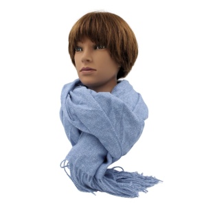 Eșarfă de damă, Antonio, model cu franjuri, culoarea bleu