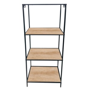 Etajeră pentru depozitare, cu 3 polițe din MDF și structura metalică, 45x30x130 cm