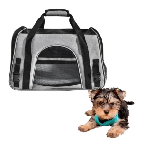 Geantă transport animale de companie pliabilă, mesh respirabil, 44x25x28 cm, max. 5 kg, gri
