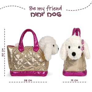 Geantă glamour cu pluș detașabil, pentru copii, Perletti, model Cățeluș Didi, 20 cm, colecția Perletti Toys 