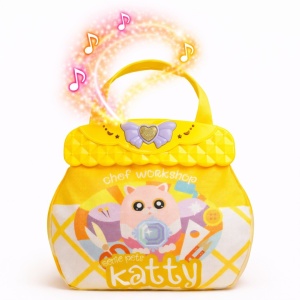 Gentuță muzicală pentru copii, Pisicuța Katty, cu lumini și sunete, 25x22x5.2 cm, Genie Pets, Whimsy Workshop