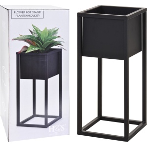 Ghiveci metalic pentru plante, culoare negru, design modern, H&S Collection, 21x50 cm