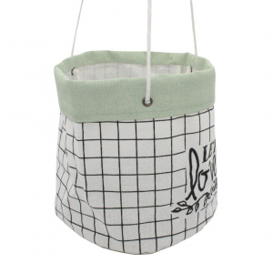 Ghiveci suspendat textil alb-verzuliu 17 cm - Img 3