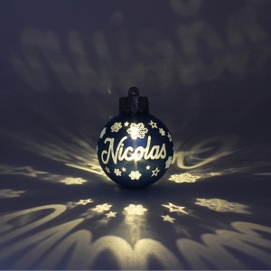 Glob de Crăciun, cu led, culoarea albastru, nume „Nicolas"