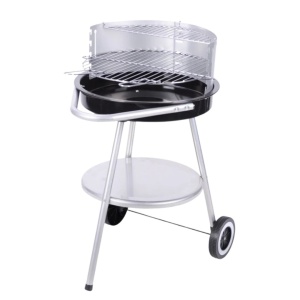 Grătar BBQ rotund pe cărbuni Ø47 cm, cu raft și roți, reglabil, pentru grădină și outdoor