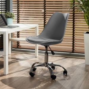 IGER ergonomic swivel office chair, height-adjustable, with casters and seat cushion, grey
