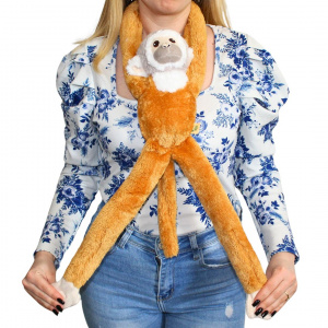 Jucărie maimuțică, din pluș, culoarea maro, 57 cm
