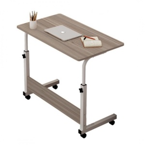 Masă mobilă, reglabilă, pe roți, pentru laptop, cadru metalic, culoarea bej, 80x40 cm, eCarla, STL03WZ4