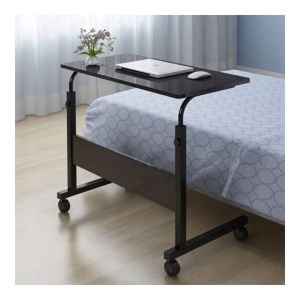 Masă mobilă, reglabilă, pe roți, pentru laptop, cadru metalic, culoarea negru, 80x40 cm, eCarla, STL03WZ3