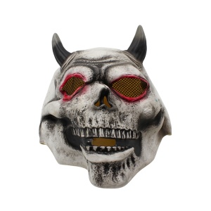 Mască pentru Halloween, Amscan, model demon craniu, gri cu coarne negre și ochi roșii, one size