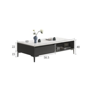 Măsuță de cafea, dublu nivel, finisaj marmură alb-grafit, 120×60×40 cm, STL17, eCarla