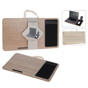 Măsuță portabilă pentru laptop, cu pernuță și mousepad, bej, 57.5x30.5x4 cm