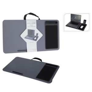 Măsuță portabilă pentru laptop, cu pernuță și mousepad, gri, 57.5x30.5x4 cm