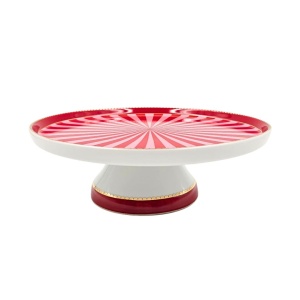 Mini tavă din porțelan, pentru tort, Pip Studio, Red/Pink, 24 cm, colecția Love Birds