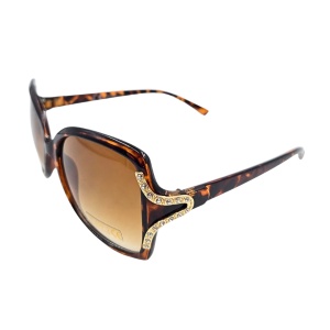 Ochelari de soare damă, Tiara, ramă leopard lucioasă, formă fluture, detalii aurii, lentile fumurii, protecție UV 400