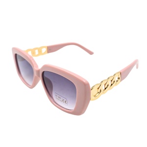 Ochelari de soare, damă, Tiara, roz pastel lucios, formă geometrică, lentile fumurii, protecție UV 400
