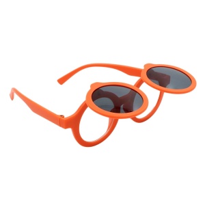 Ochelari de soare pentru copii, model rame rotunde portocalii cu lentile mobile