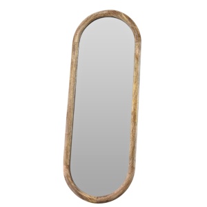 Oglindă de perete, ovală, ramă din lemn, 77.5 cm