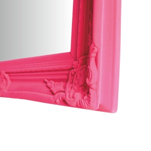 Oglindă decorativă, de perete, Hoff Interieur, ramă ornamentală, roz fucsia, design baroc elegant, pentru living, dormitor sau hol, 80x68 cm