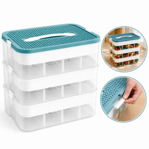 Organizator pentru piese de construcție, 3 niveluri, eCarla, capac tip placă de construcție, 31 x 30 x 22 cm, CB82