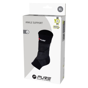 Orteză pentru Gleznă Tricotat Pure 2 Improve – Mărimea M | Negru | Bandă Elastică cu Velcro