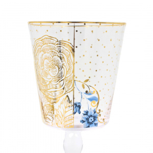Pahar apă, Pip Studio, Golden Flower, 360ml, colecția Royal White