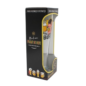 Pahar bere, 500 ml, mesaj funny “Pig Boss"