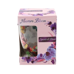 Pahar cu inserție de flori uscate multicolor, hortensie, pereți dubli, sticlă borosilicată, 300 ml, Aurora Bloom