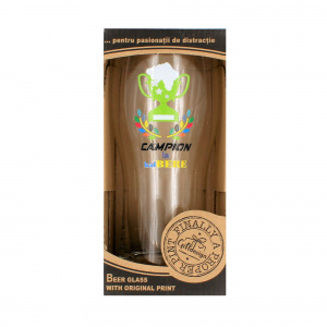 Pahar pentru bere, cu mesajul "CAMPION la halBERE", 500 ml