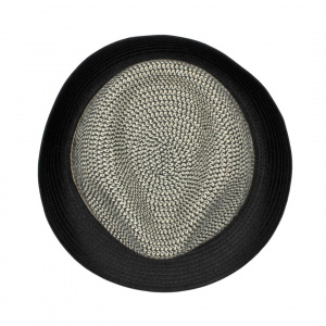 Pălărie de plajă bărbați Aristo, gri cu negru, stil fedora, design modern, ușoară și respirabilă, protecție solară, diametru 27 cm