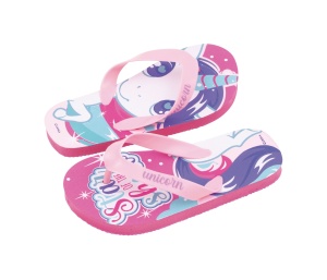 Papuci Flip-flops, pentru copii, model unicorn, culoarea roz, Arditex