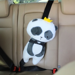 Pernă pentru centura de siguranță copii, model Panda, Ginza, 48x28 cm, microfibră + bumbac PP
