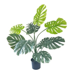 Plantă Artificială Monstera 68 cm, cu detalii realistice, bogată în frunze verzi, aspect natural, ghiveci negru inclus