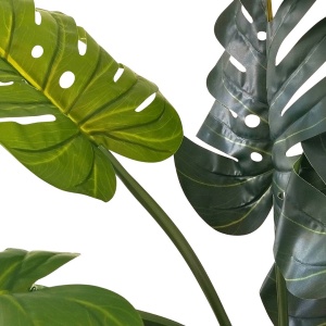 Plantă artificială Monstera 86 cm, cu detalii realistice, bogată în frunze verzi, aspect natural, ghiveci negru inclus