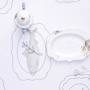 Platou oval, din porțelan, Pip Studio, White, 40 cm, colecția Royal White
