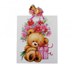 Punga cadou hartie XL TEDDY FLORAL