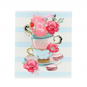 Punga cadou L hartie teacups & flowers